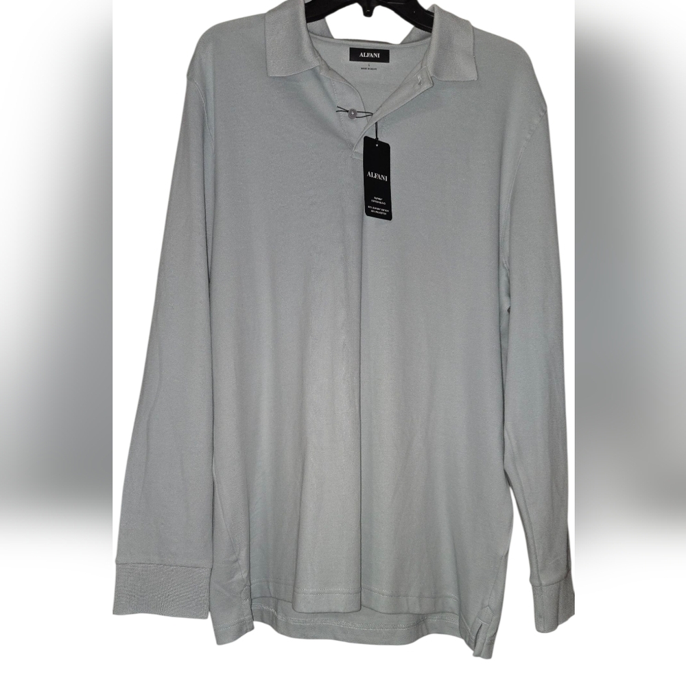 Alfani Light Blue Long Sleeve Polo